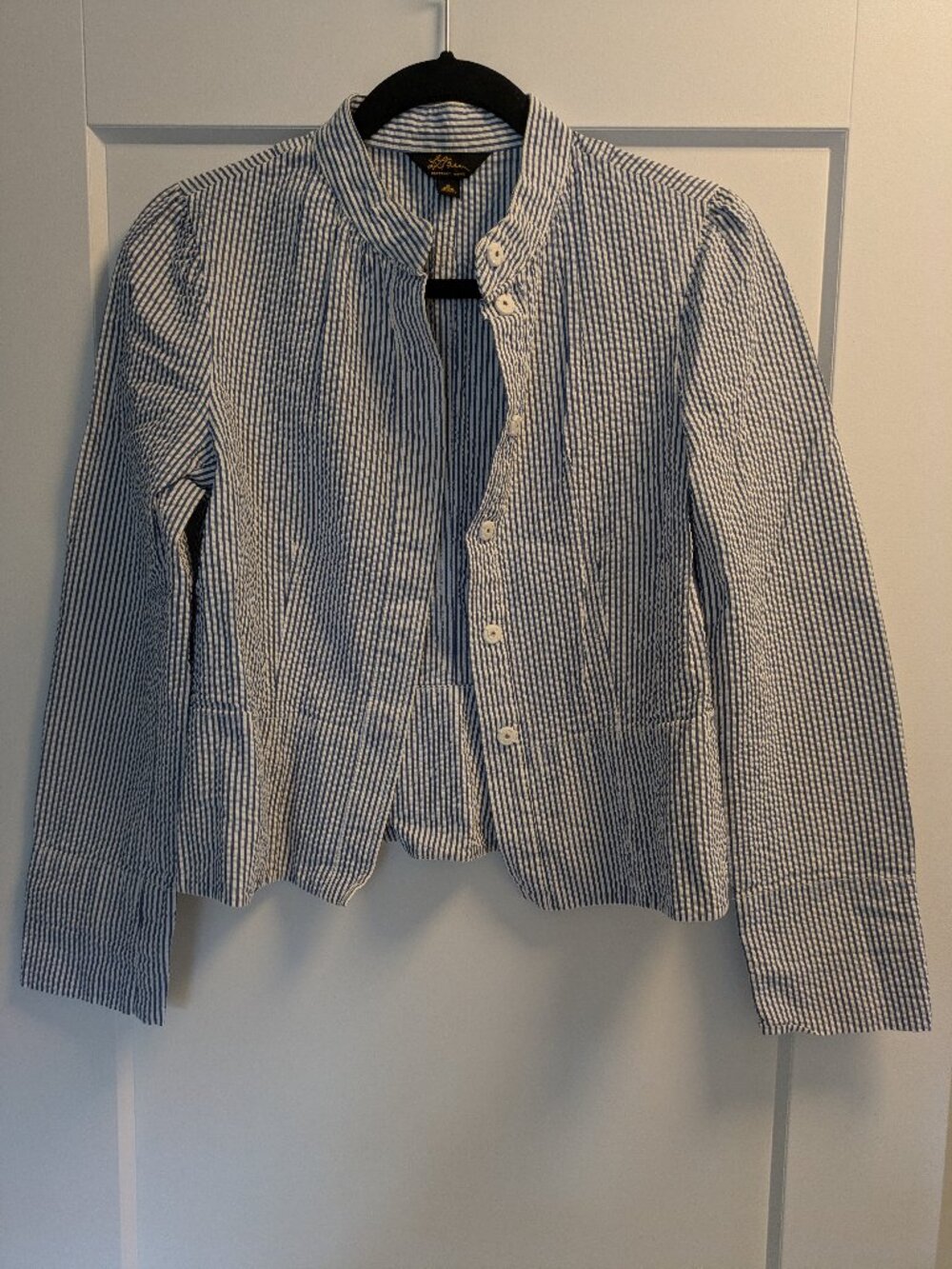 L.L.Bean Seersucker Jacket | Blue & White Striped | Size 6